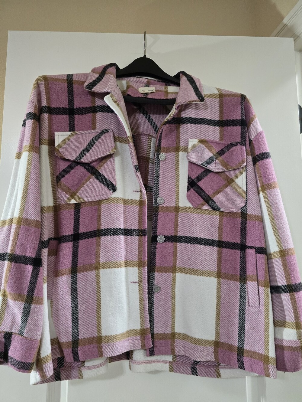 Pink Plaid Lightweight Shacket Jacket - Unbranded